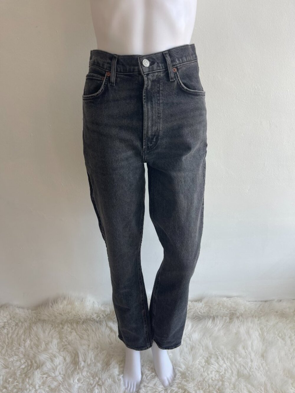 Agolde High Rise Stovepipe Jeans Black - Picture 2 of 5